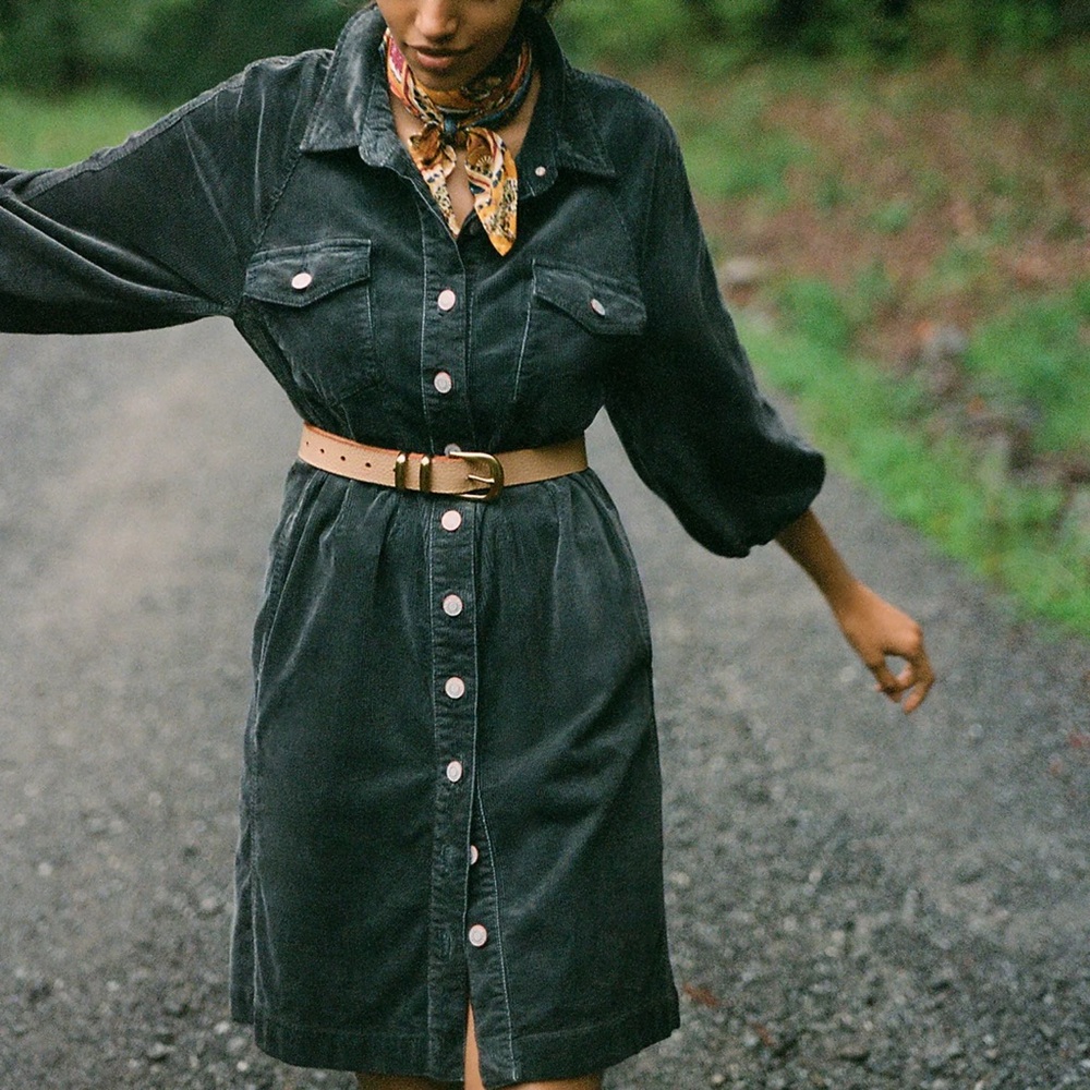 NWT Anthropologie Pilcro Lysette Corduroy Mini Shirtdress